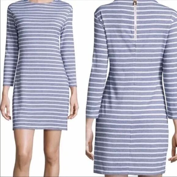 Sail to Sable Textured Knit Stripe Long Sleeve Dress in Navy Woman’s Size L - Picture 1 of 8